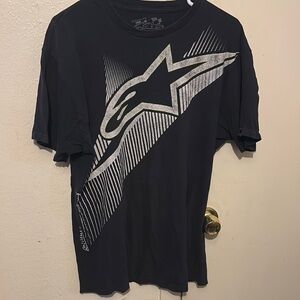 Black Graphic T-Shirt with Silver Design